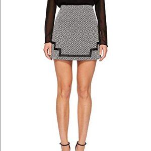 NWT The Jetset Diaries Mini Skirt Arlo Black White Grosgrain Ribbon Geometric L